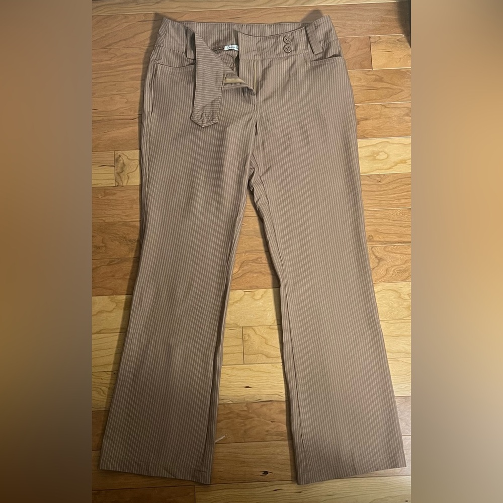 Women’s Tan Stripped Office Trousers